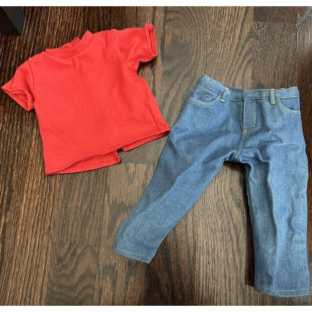 American Girl Red Tee and Blue Denim Doll Outfit